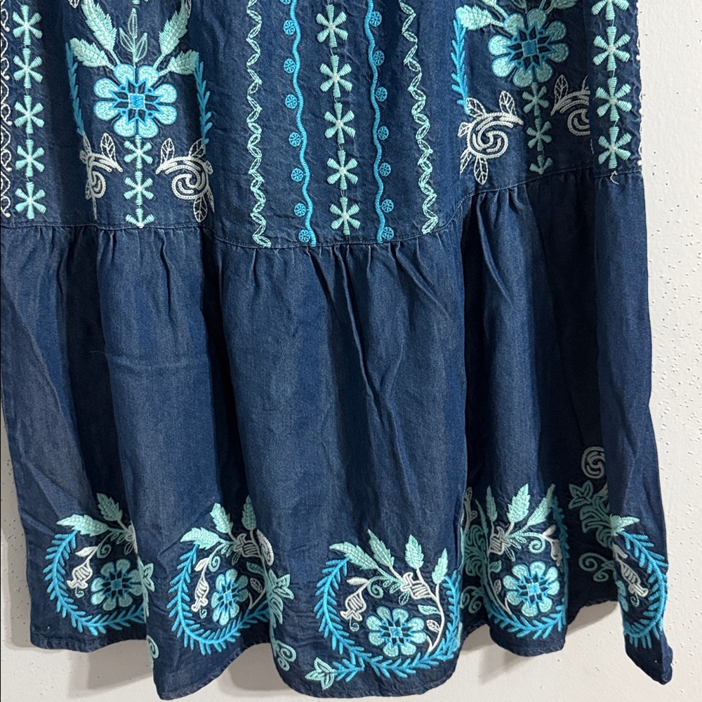 NWT Johnny Was Embroidered Blue Floral Maxi Skirt. Embellished w embroidered - Picture 7 of 11